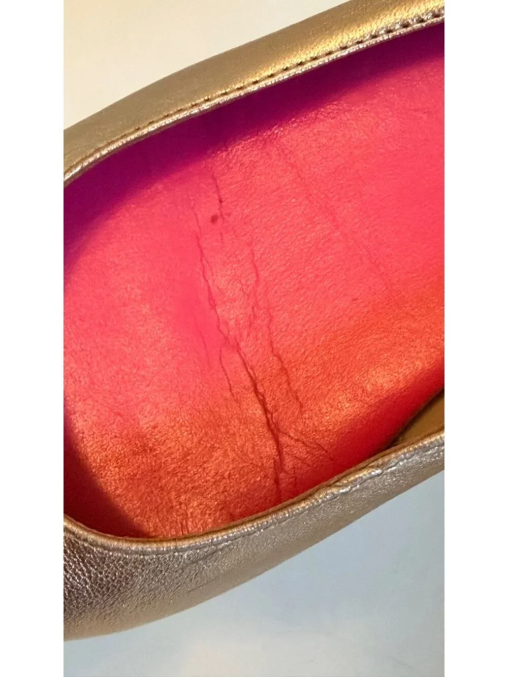 Lilly Pulitzer Gold Ballet Flats With Logo Emblem Size 7.5M Leather Upper